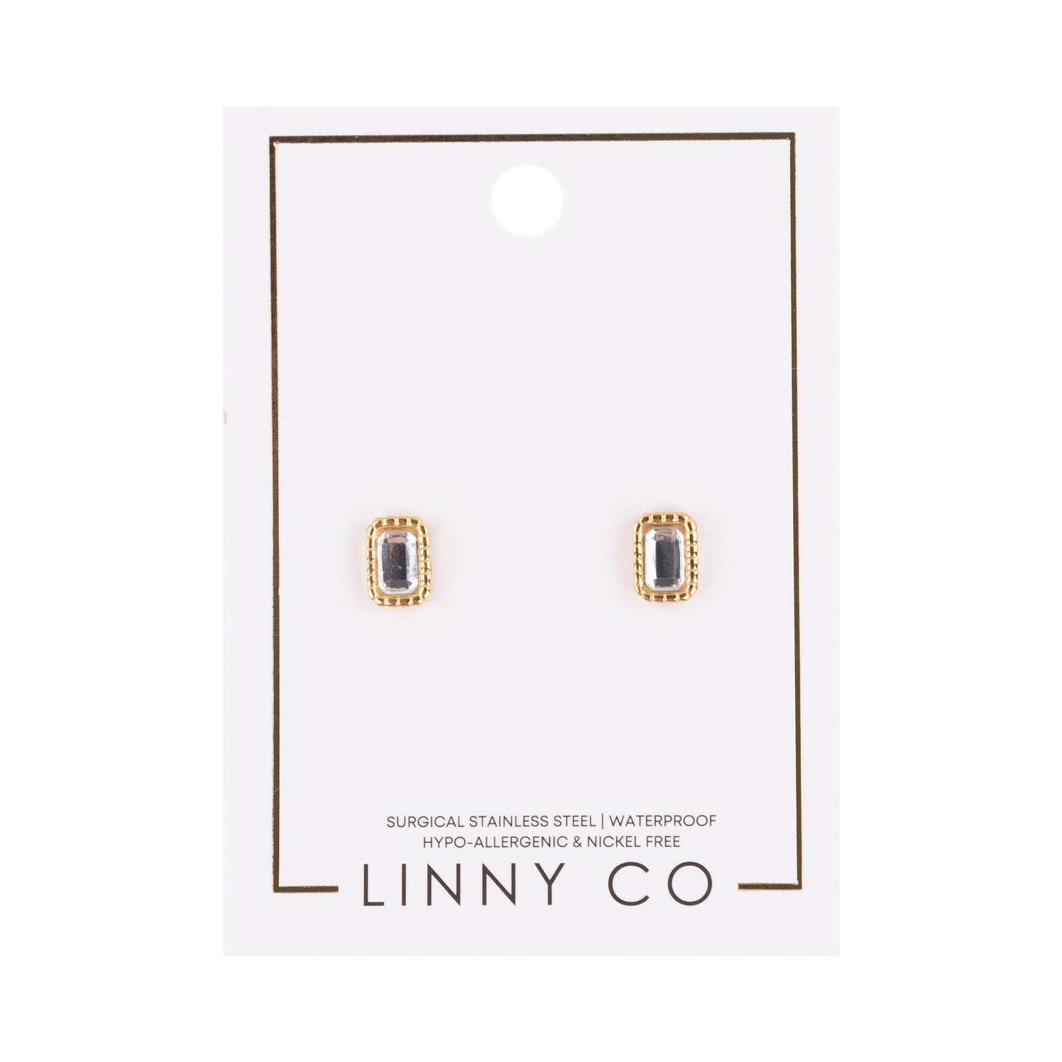 Gold earrings with gem stud in the middle