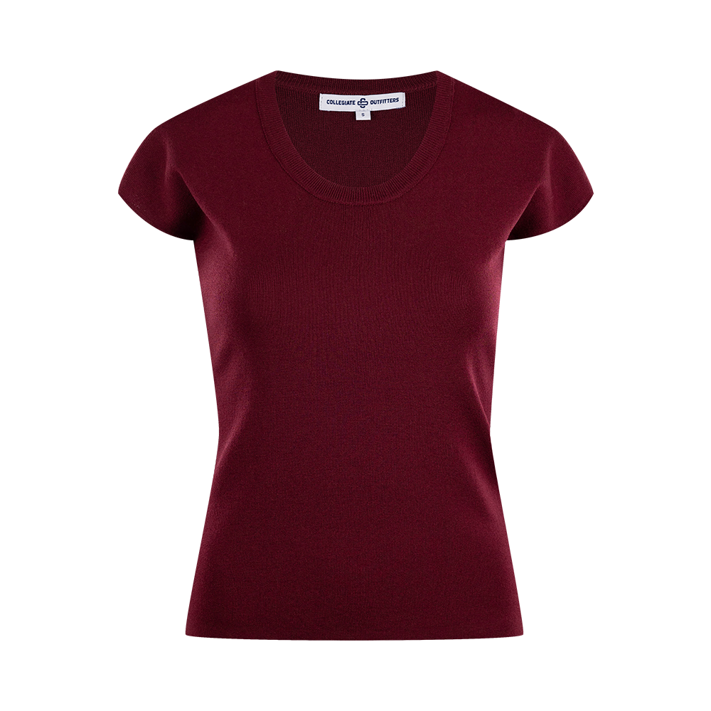 Maroon knit short sleeve top