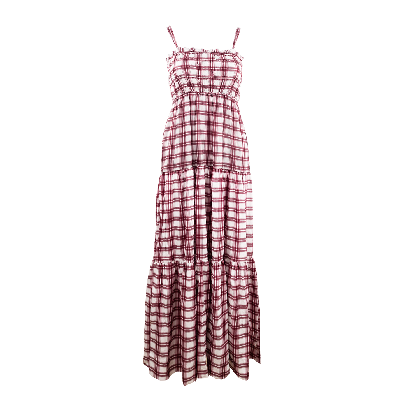 Maroon Plaid Tie-Back Dress
