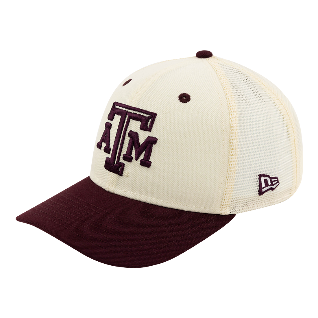 Cream and Maroon Mesh Back Trucker Cap