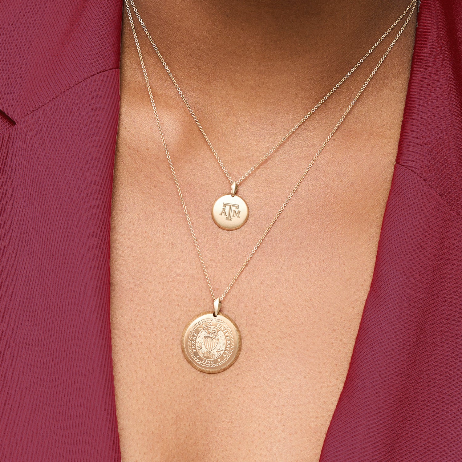 Texas A&M Florentine Logo Necklace - Kyle Cavan Gold / Petite