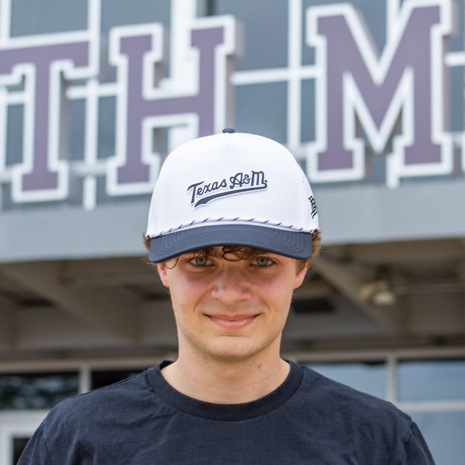 Script Texas A&M Branded Bills White Swoop Curved Hat