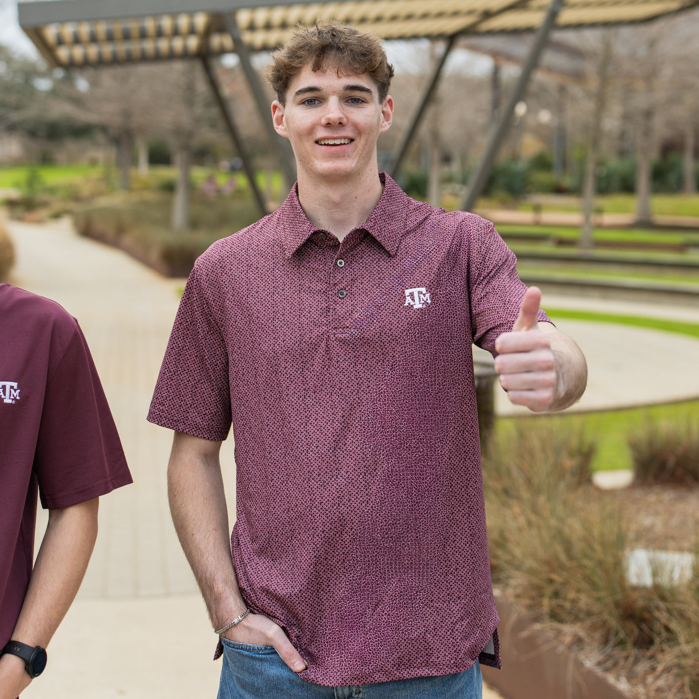 Texas A&M Collegiate Outfitters Rings Pattern Polo