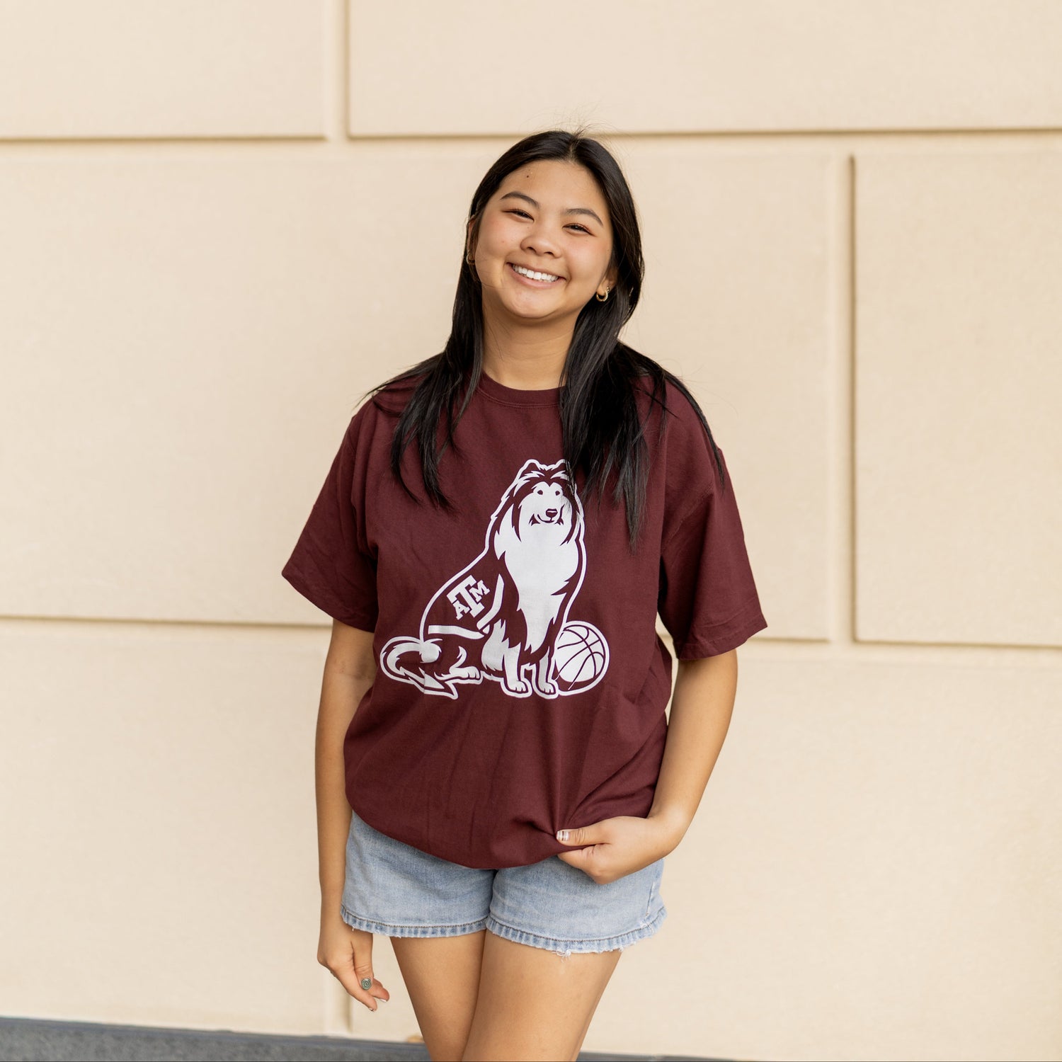Texas A&M Reveille Maroon Basketball T-Shirt