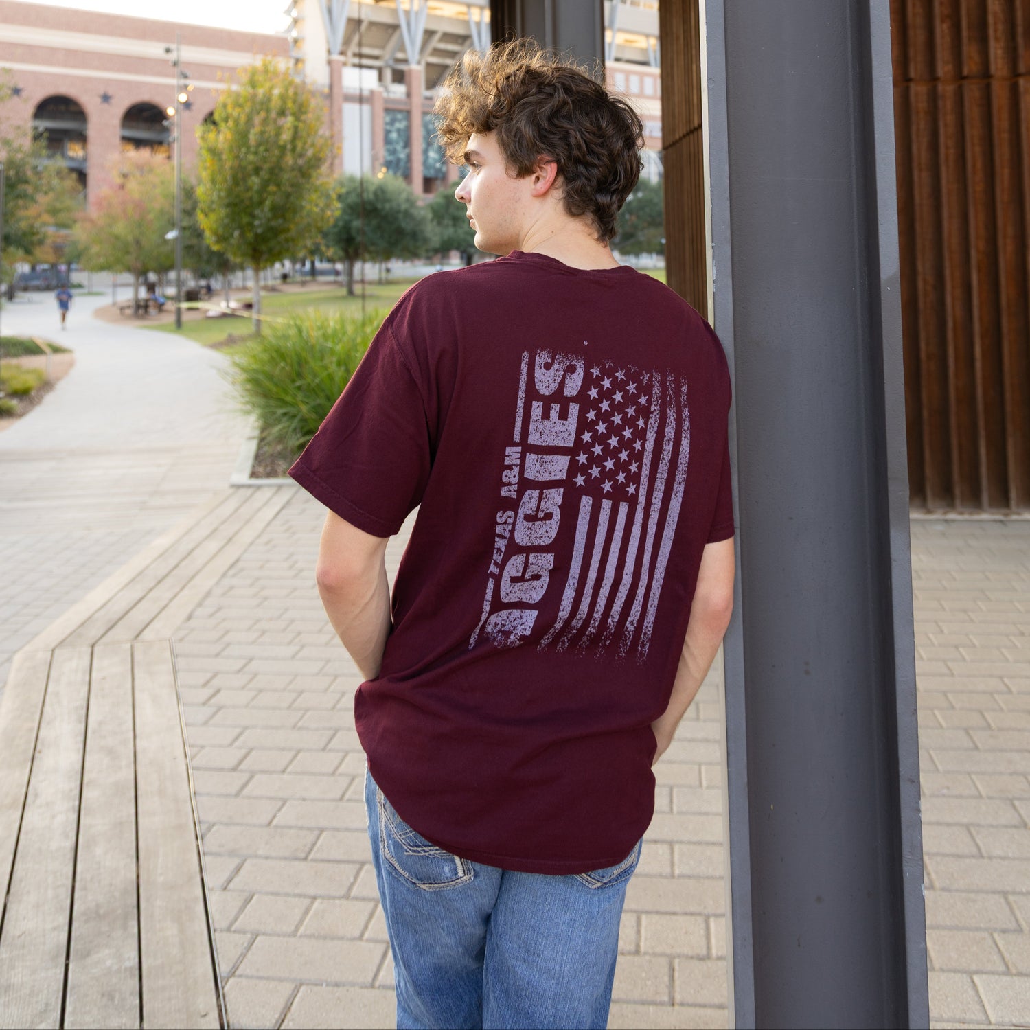 Aggies Comfort Wash Tonal American Flag T-Shirt