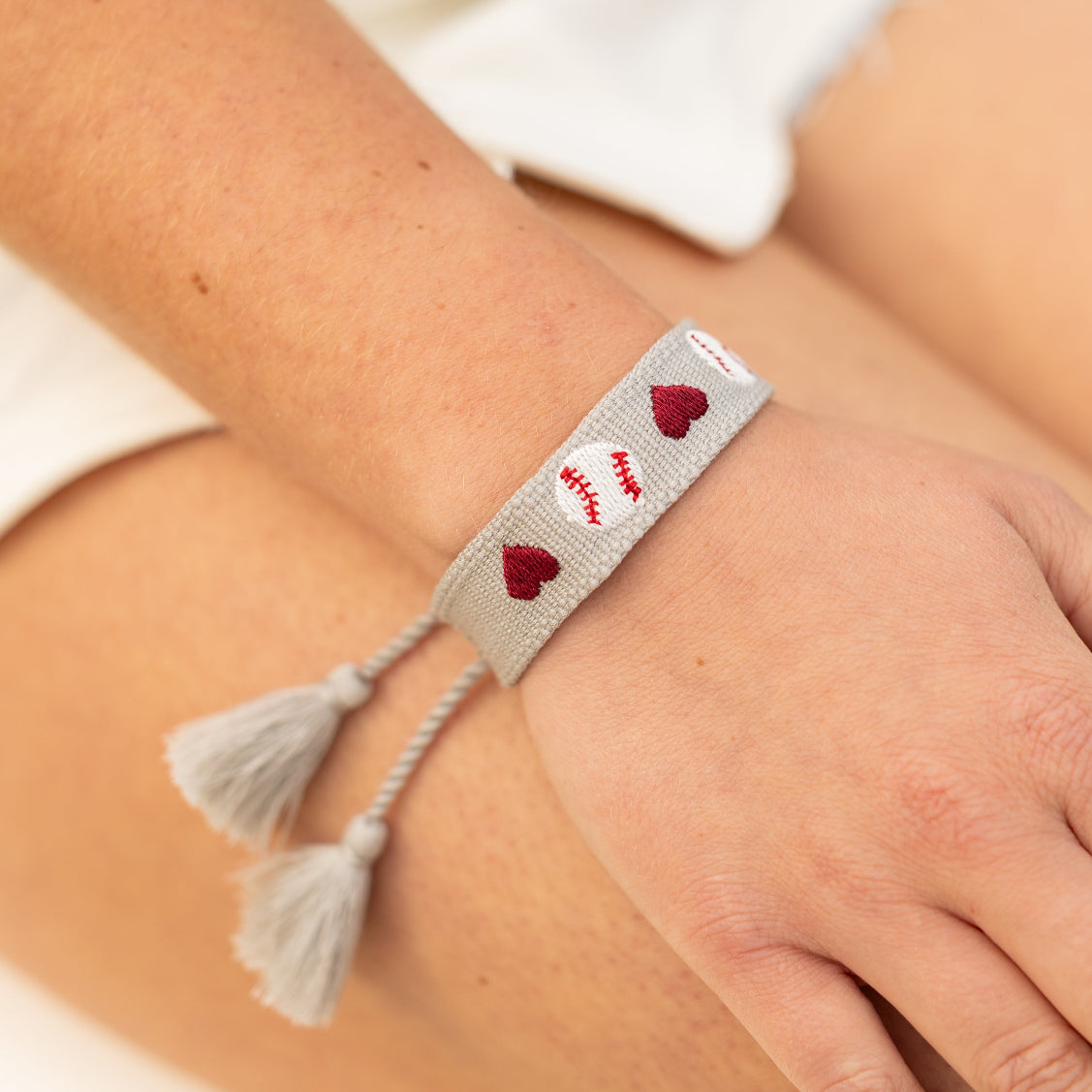 Baseball Heart Embroidered Bracelet