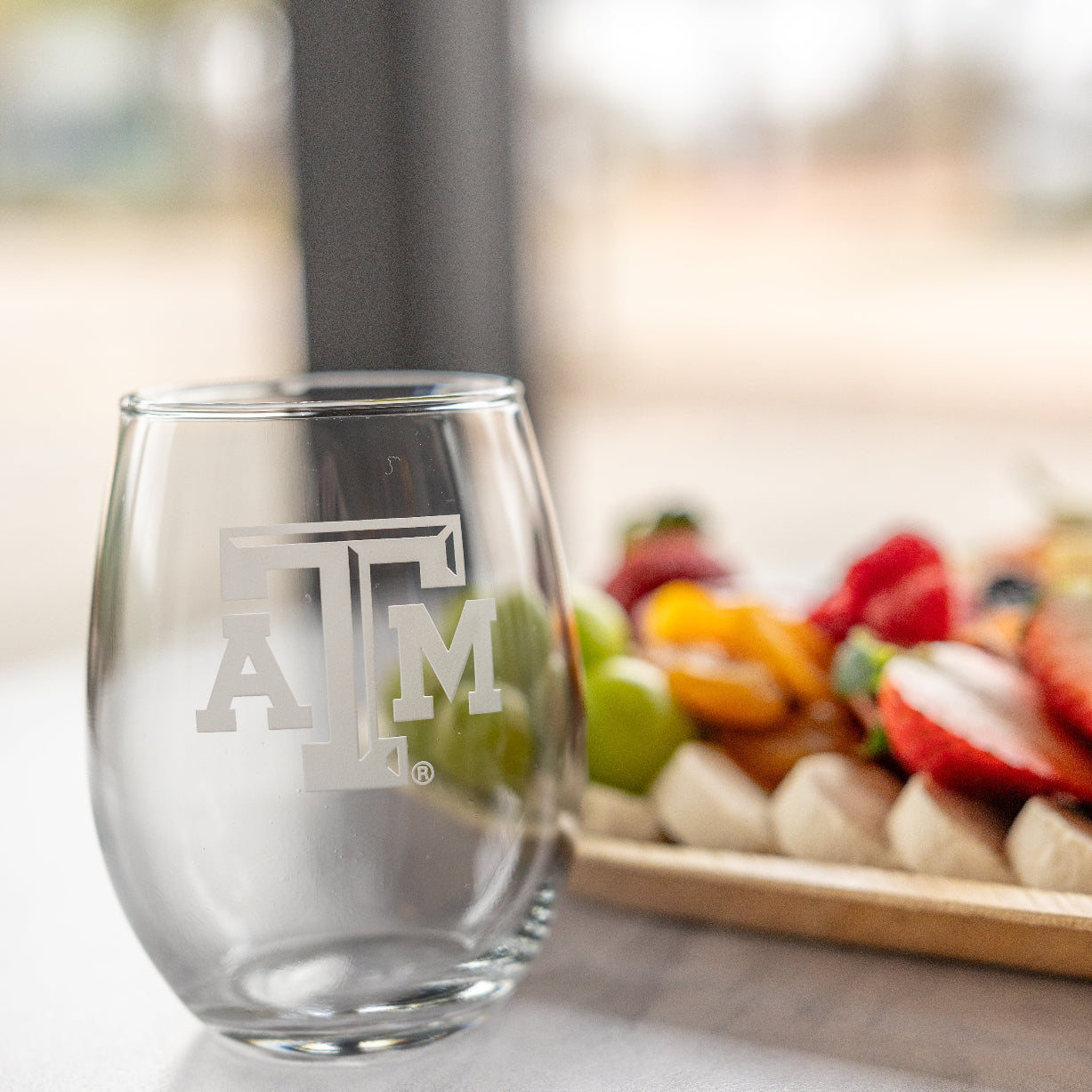 Campus Crystal A&M 15Oz Stemless Glass