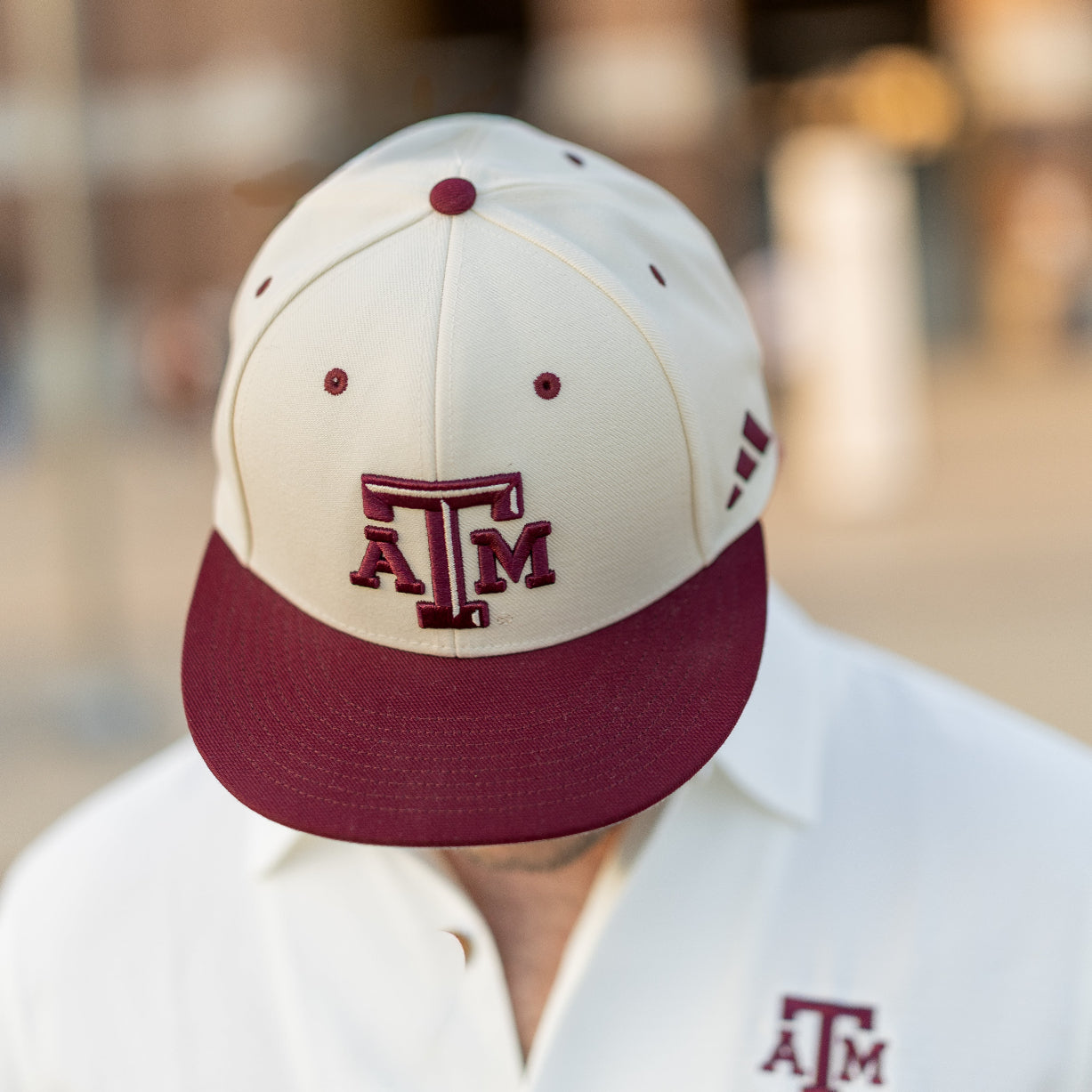 Texas A&M Adidas White Fitted On-Field Baseball Cap
