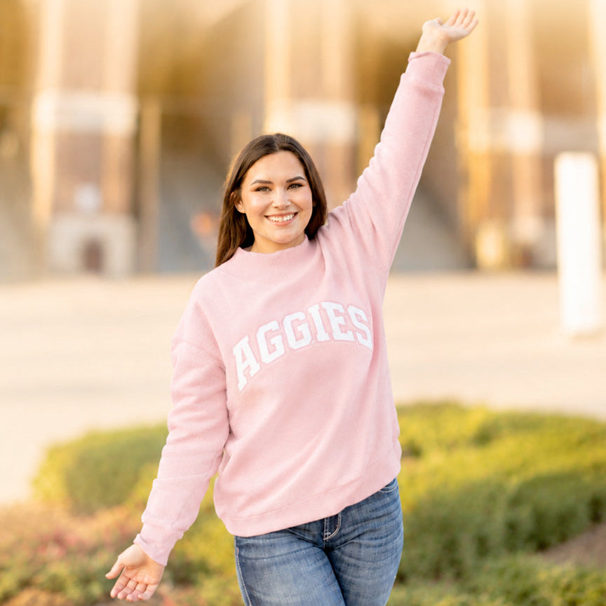 Aggies Collegiate Outfitters Mock Neck Sweatshirt - Pink