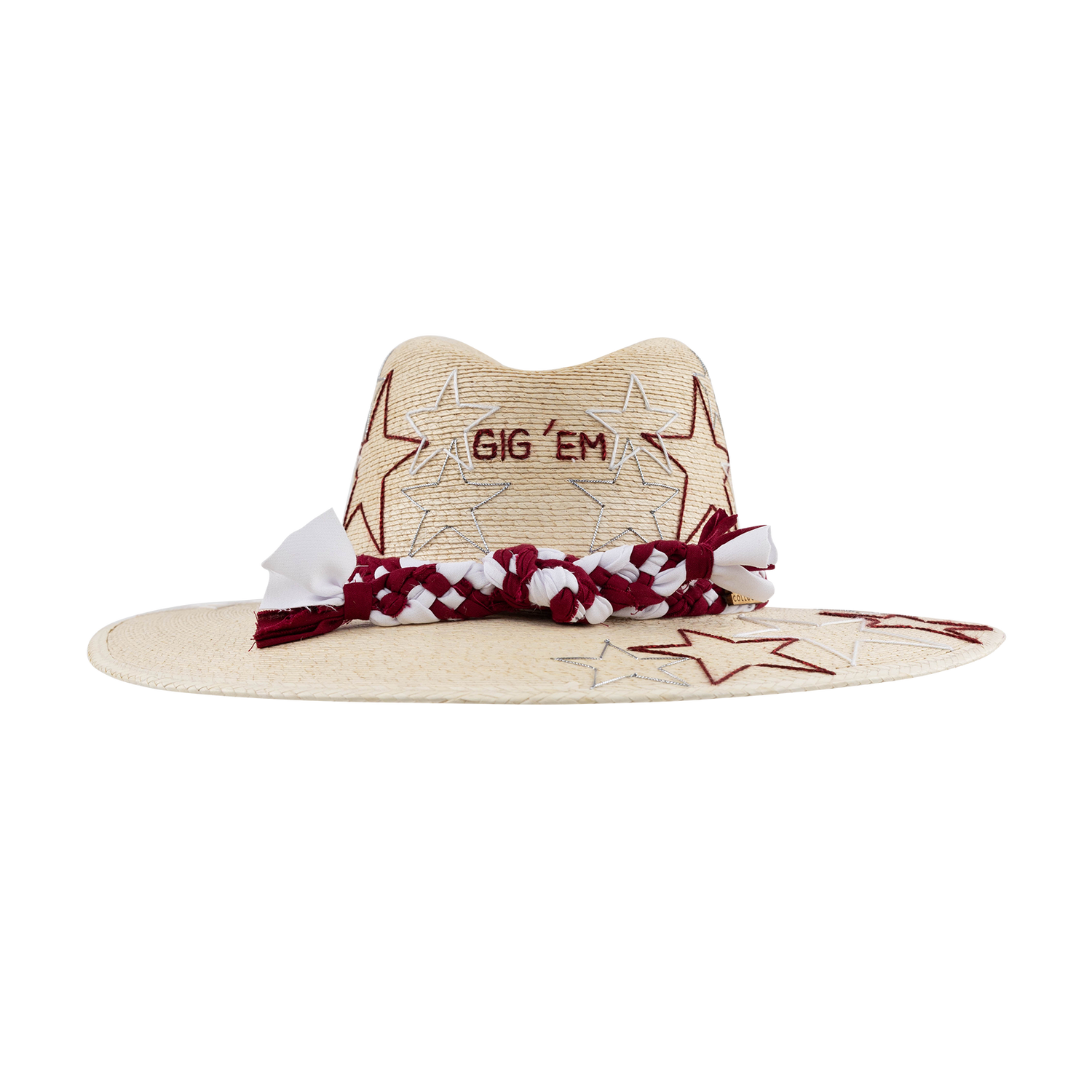 Cowboy hat with star patterns and 'GIG'EM' text in maroon.