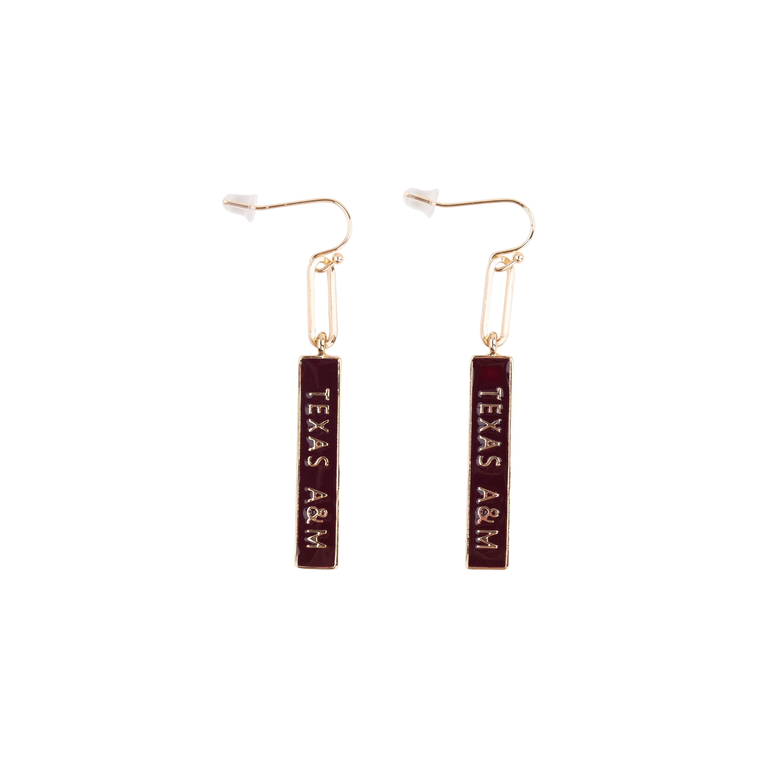 Maroon Dangle "TEXAS A&M" Earrings