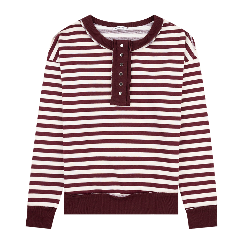 Maroon and White Striped Sweater