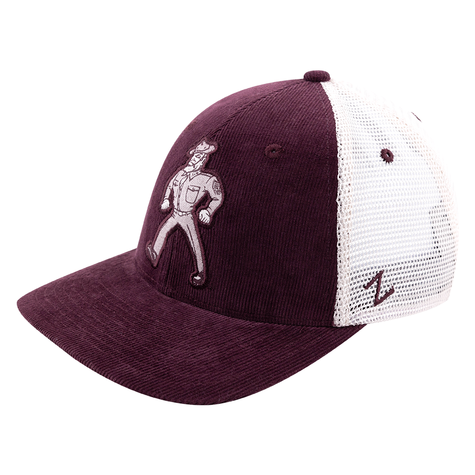 Maroon Corduroy with Sarge Decal and White Mesh backed hat