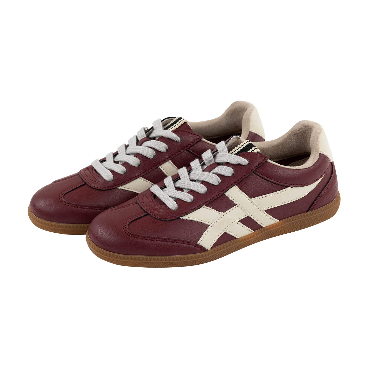 Maroon and Cream White Shoes