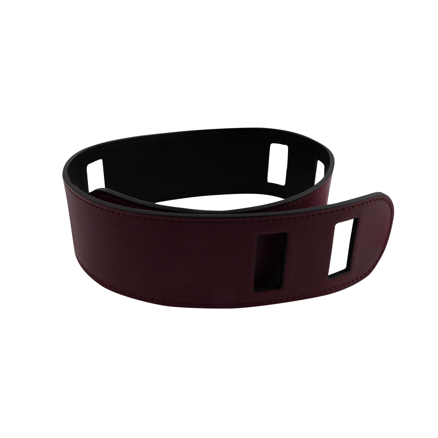 Black and Maroon leather belt