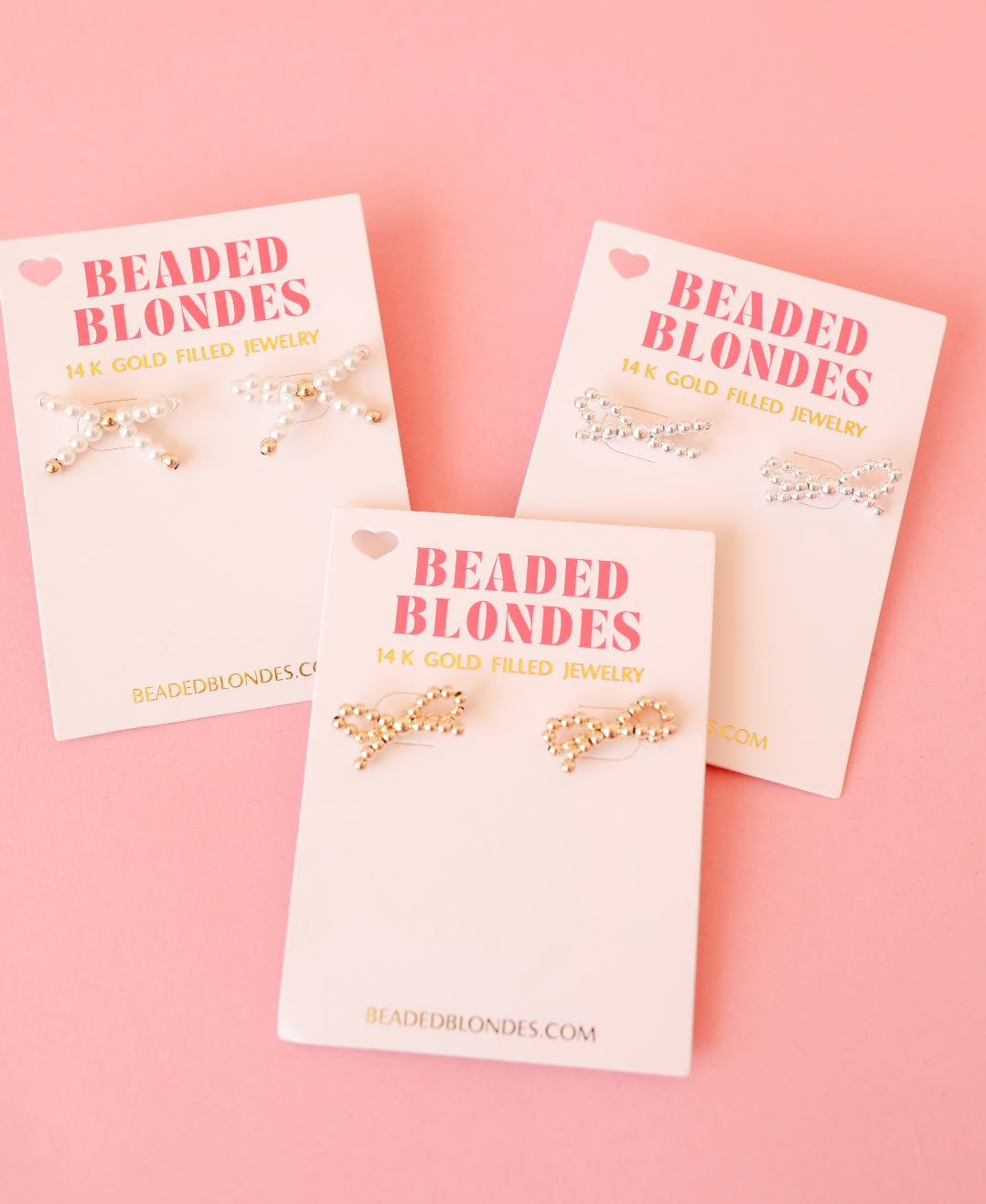 Beaded Blondes Pearl Bow Earrings