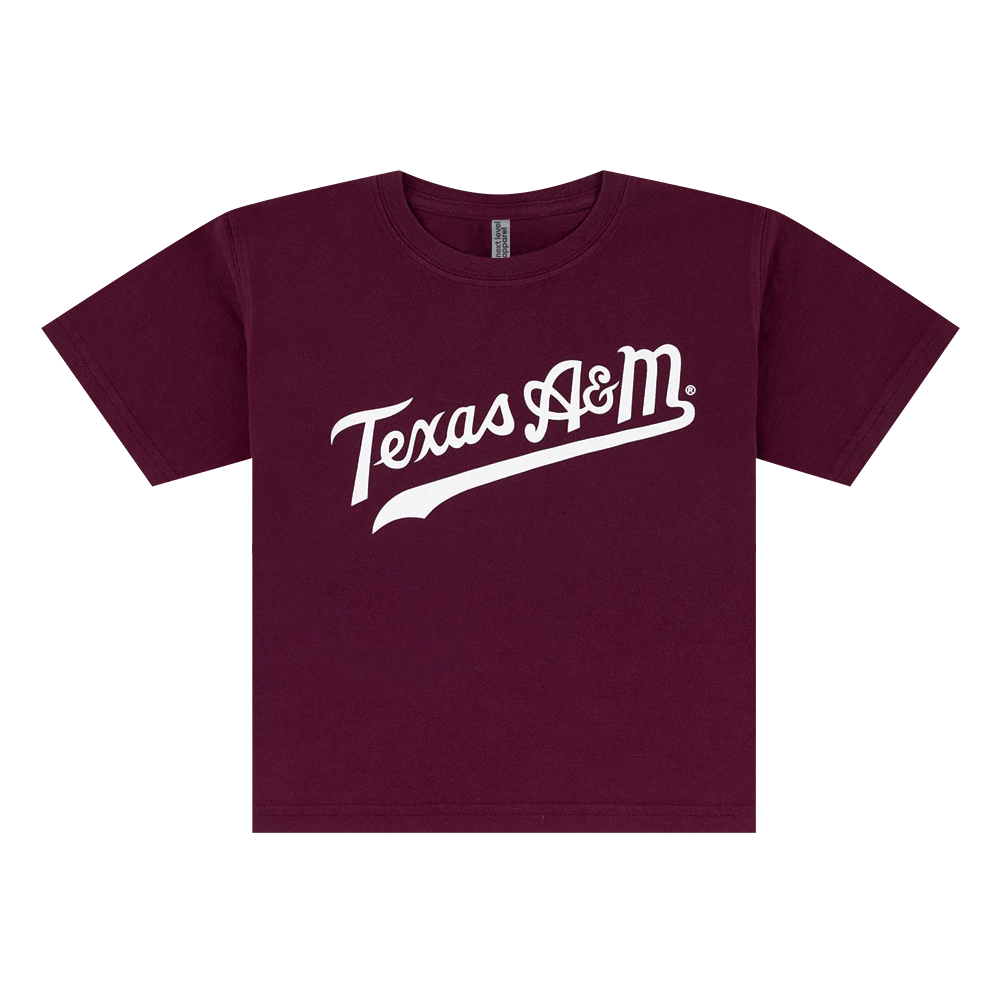 Maroon T-Shirt with Texas A&M Script Lettering