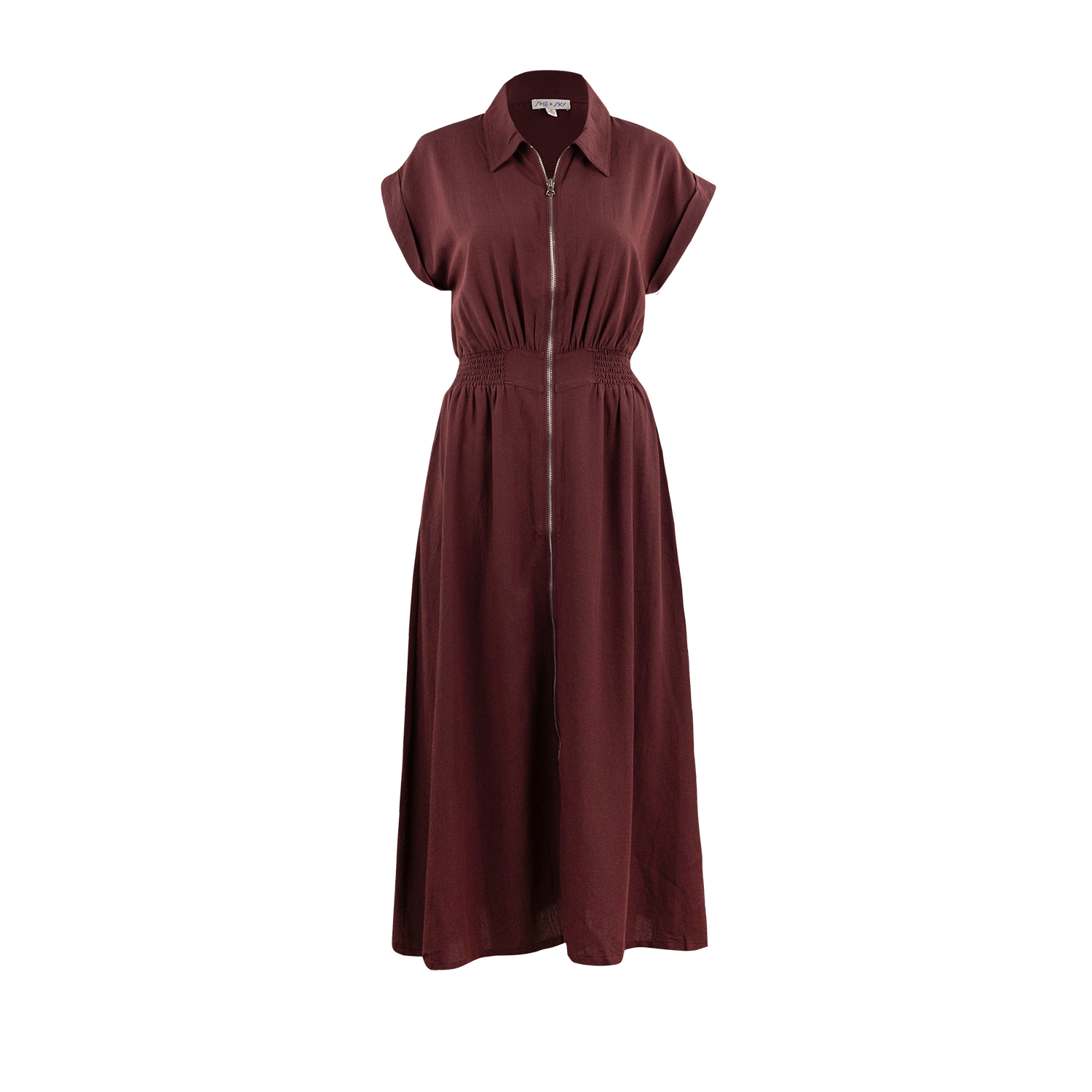 Maroon dress with a zipper