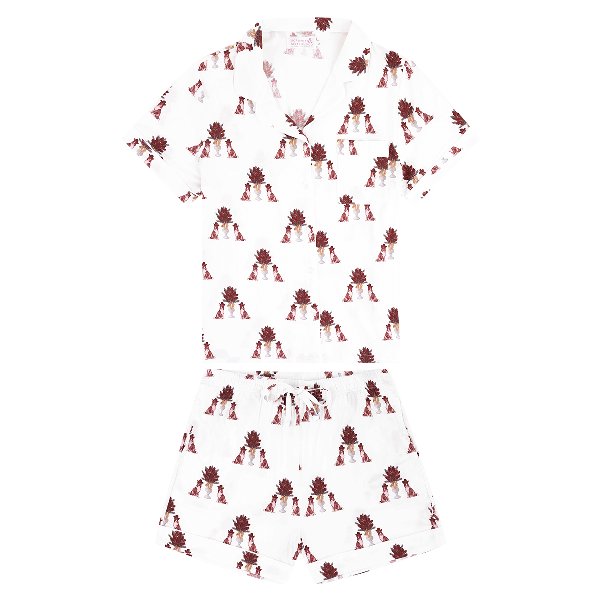 Sorority & Sisterhood Collie Pajama Short Set in Maroon