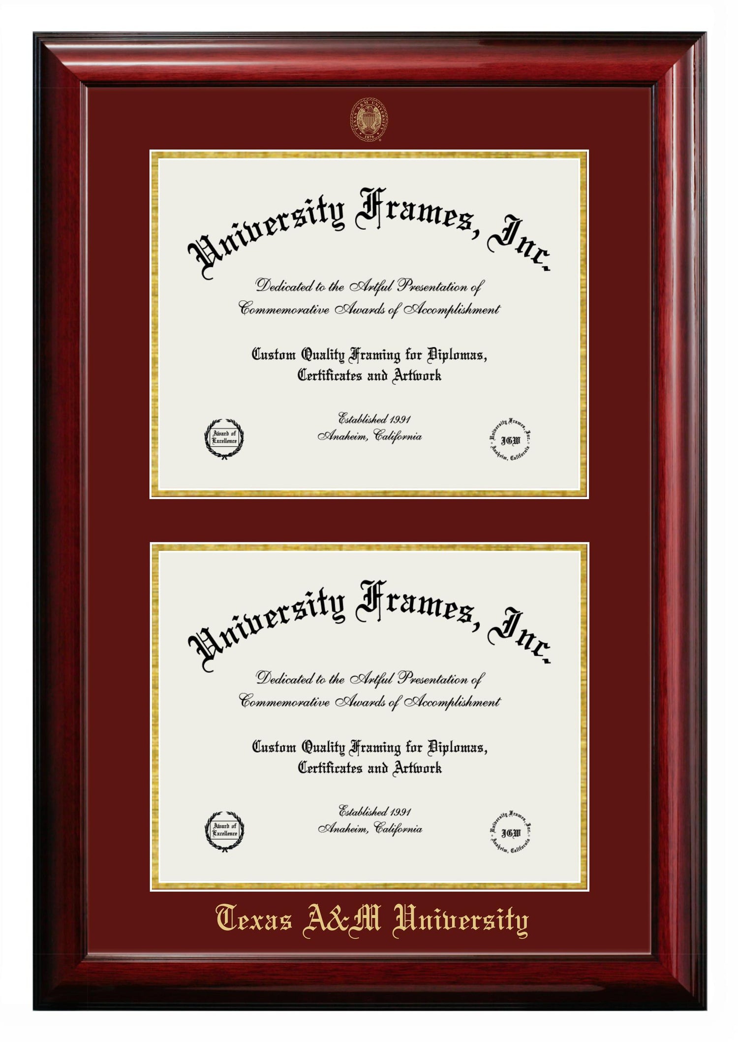 Texas A&M Double Diploma Frame