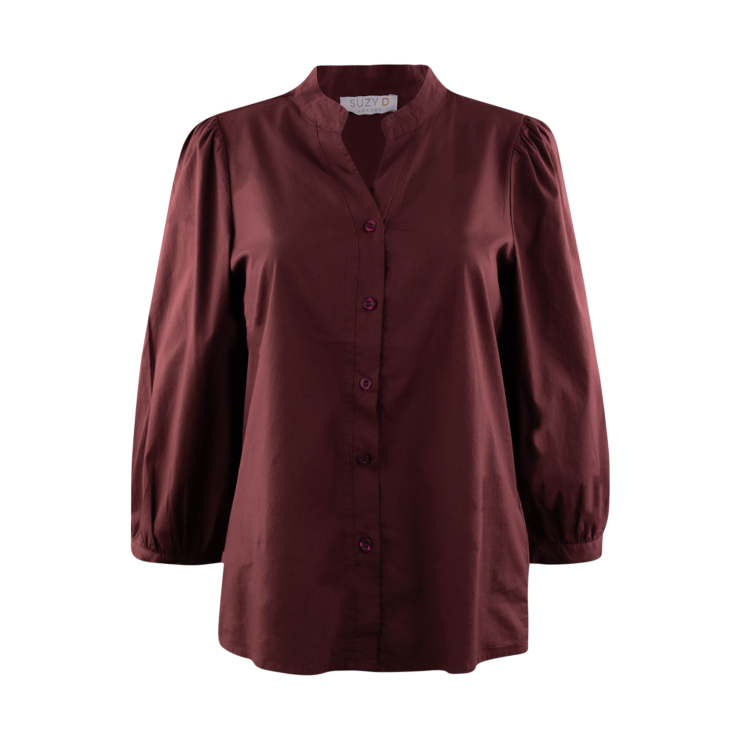 Women's fit button up puff long sleeve blouse.