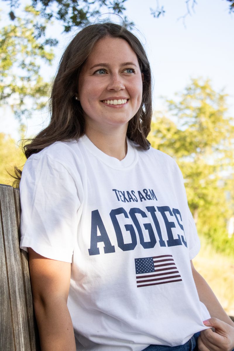Texas A&M Aggies Comfort Colors American Flag T-Shirt - White