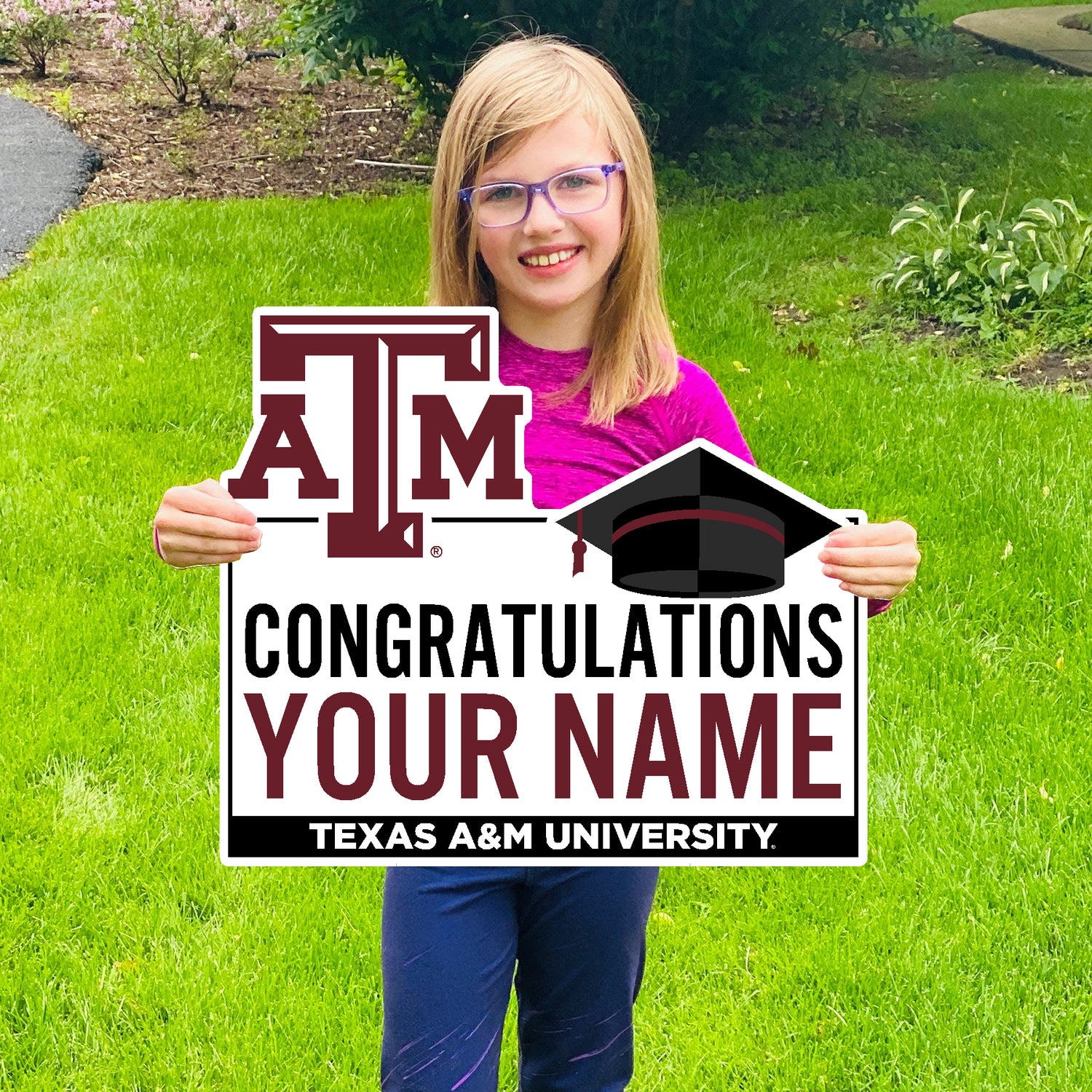 Dropship Item: Texas A&M Congratulations Graduate Your Name Yard Sign 19" x 22"