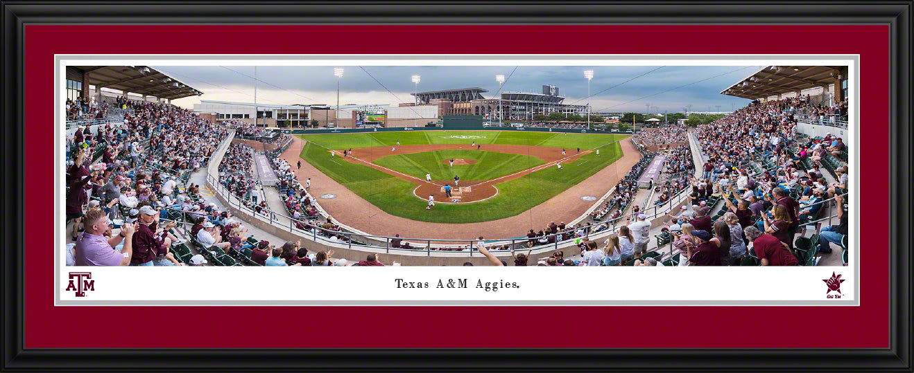 Texas A&M Aggies Baseball Panorama - Deluxe Frame
