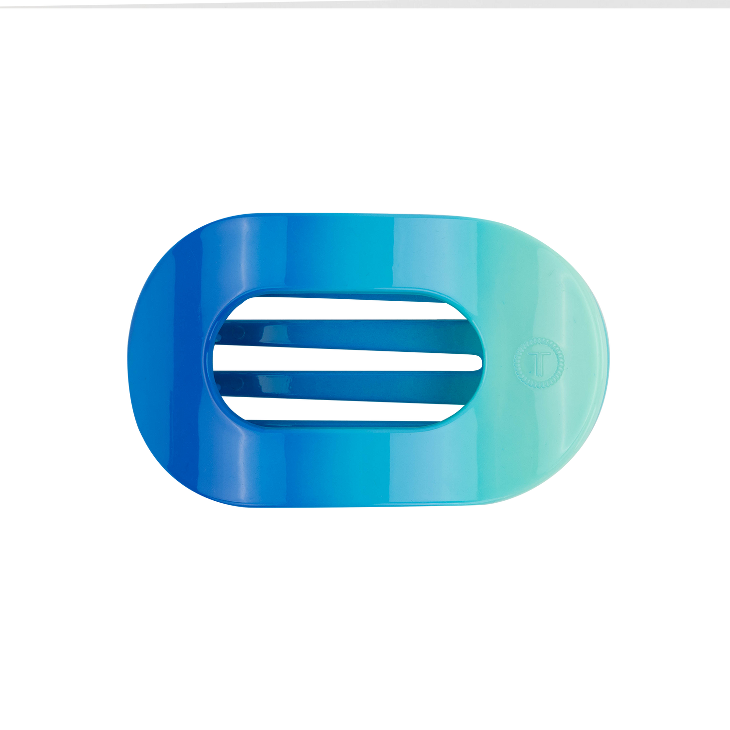 Blue and green visor with white stripes 