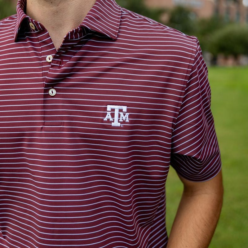 Texas A&M Peter Millar Oaks Performance Jersey Polo - Maroon