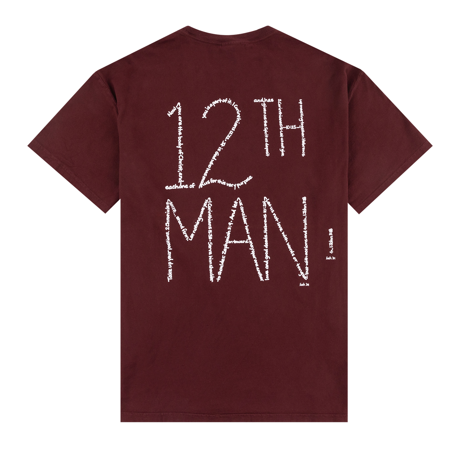 Maroon 12th Man Scripture T-Shirt 