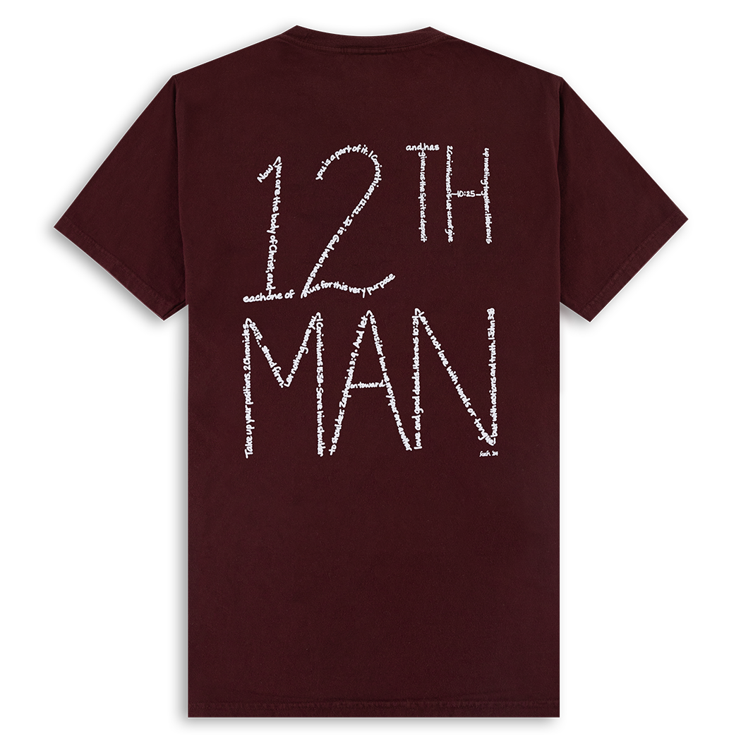 Maroon 12th Man Scripture Tee