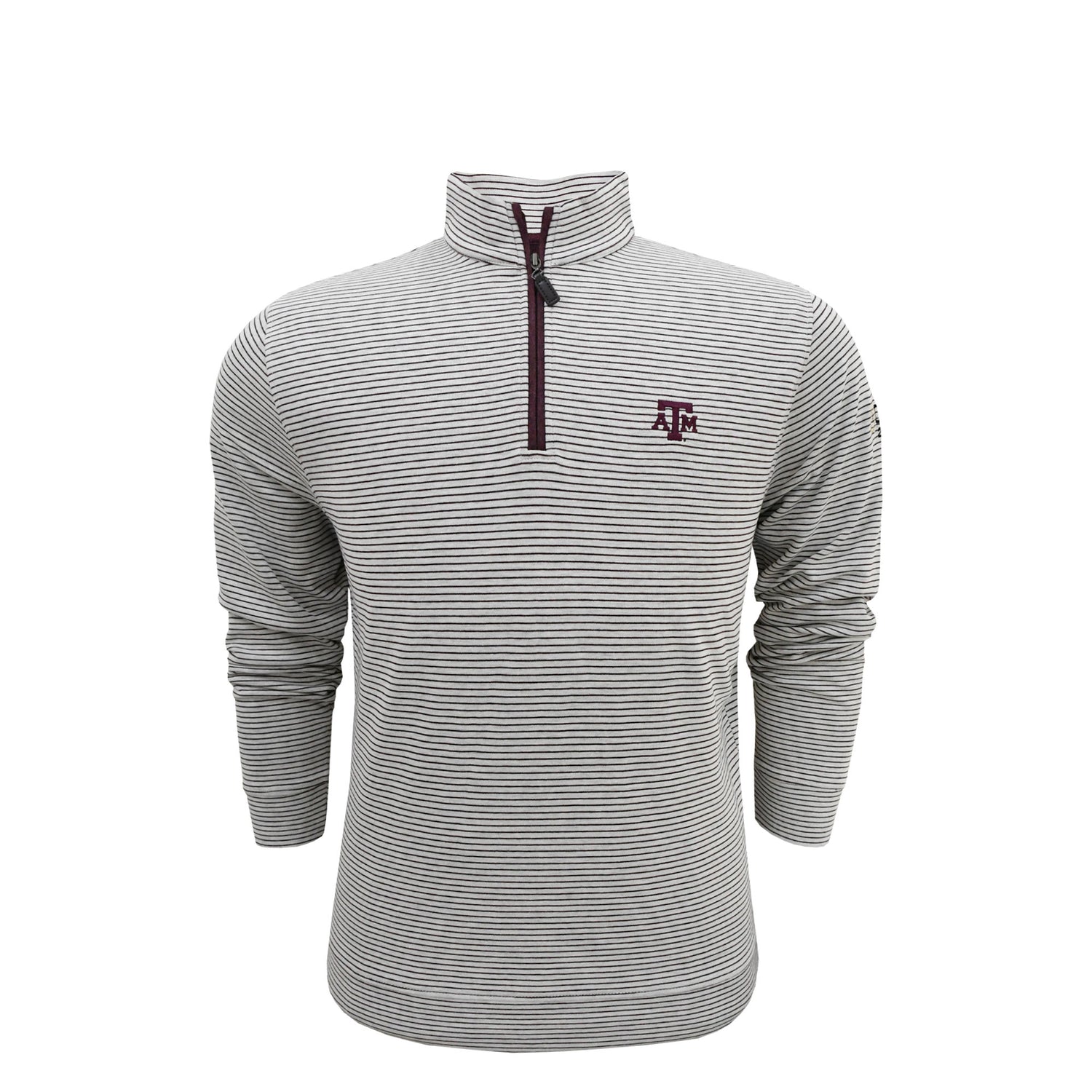 Ivory and Maroon Striped Quarter Zip with Maroon ATM