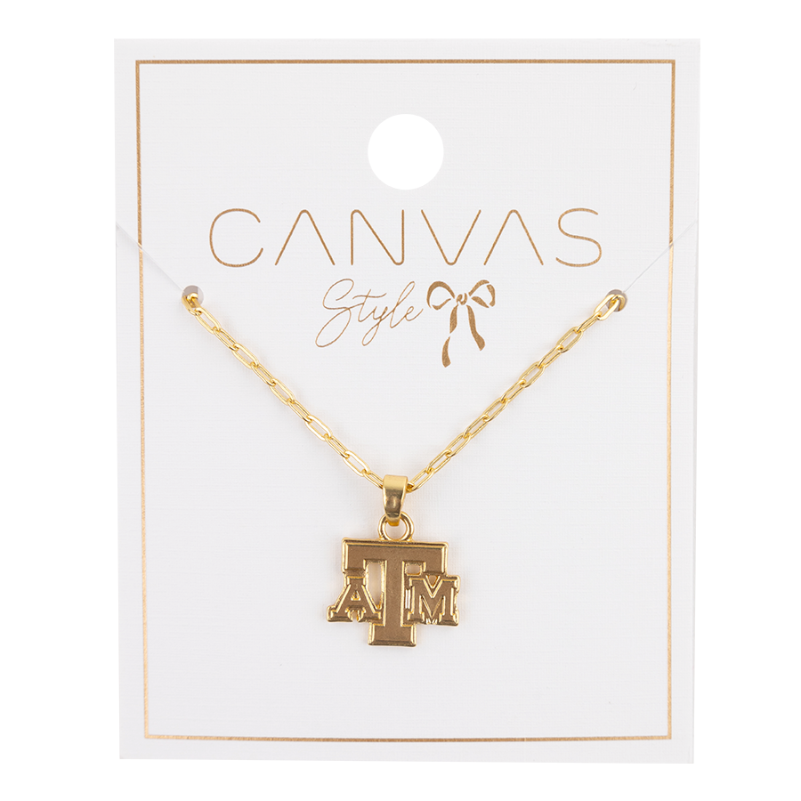 Thin gold chain with ATM logo