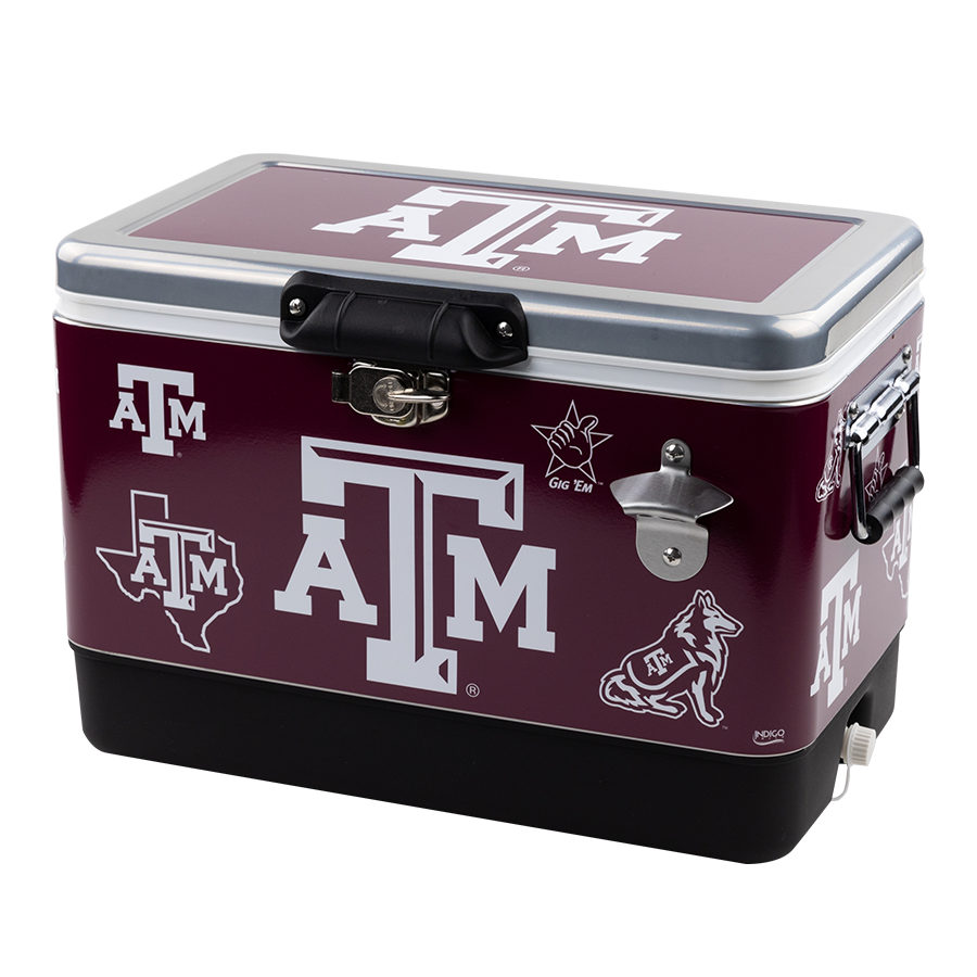 Maroon cooler with ATM decals
