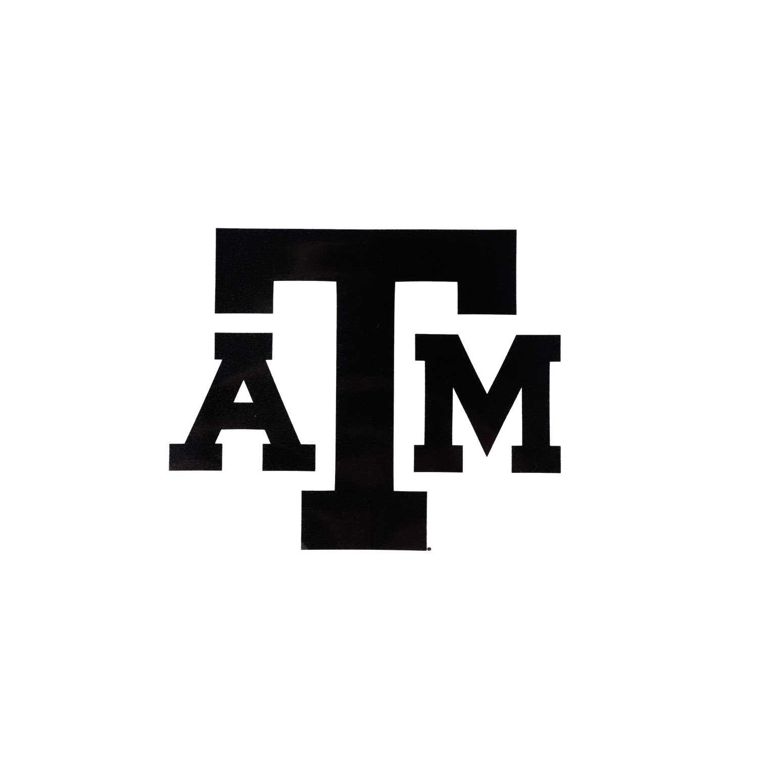 Black decal featuring the Texas A&M block "ATM" logo centered against a plain background