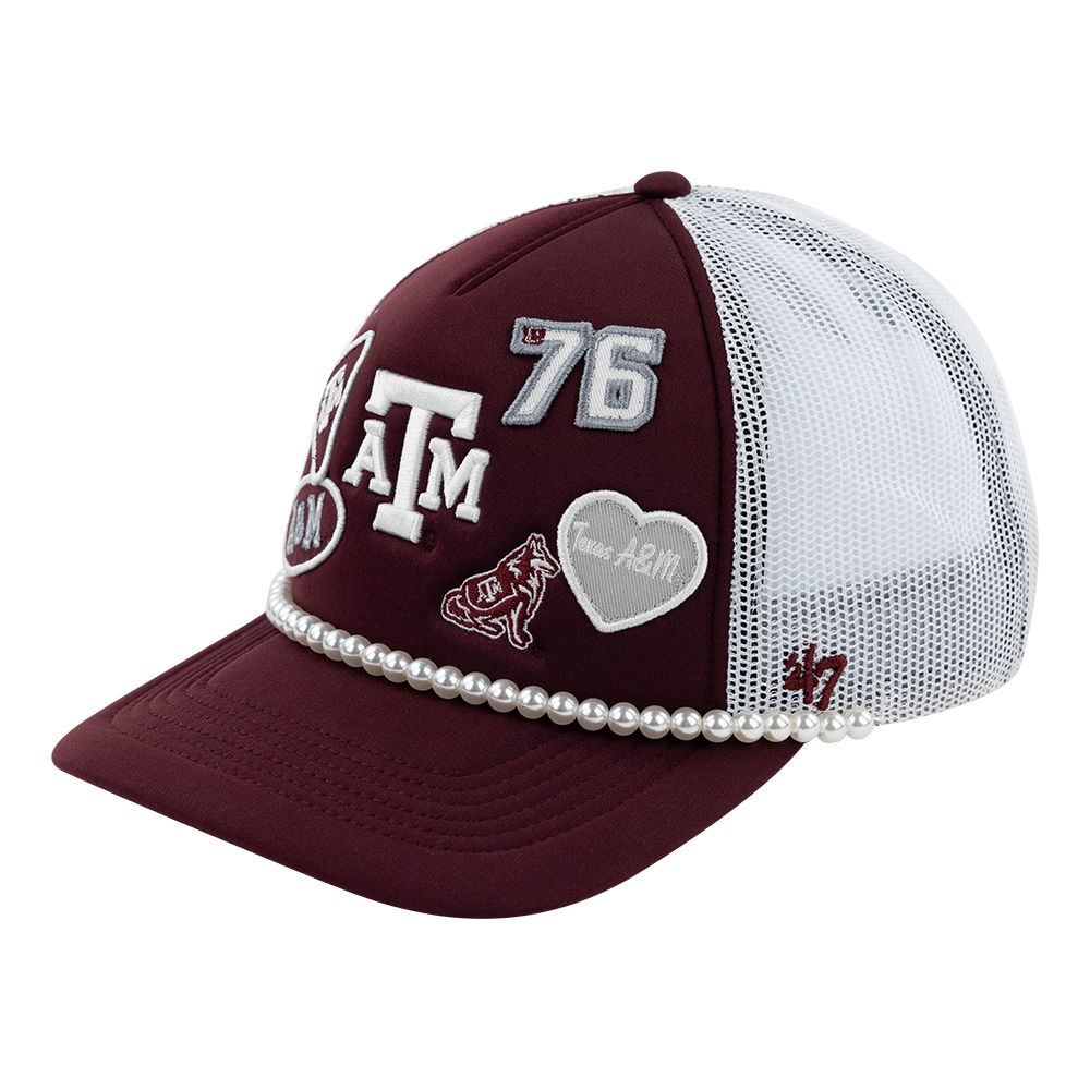 Texas A&M '47 Brand 5 Panel Embroidered Patches Mesh Cap in Maroon