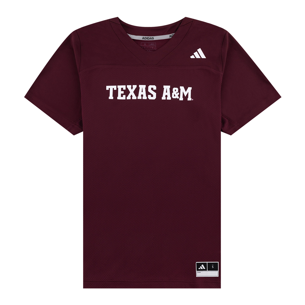 Maroon customizable jersey with "TEXAS A&M" in white on the front.