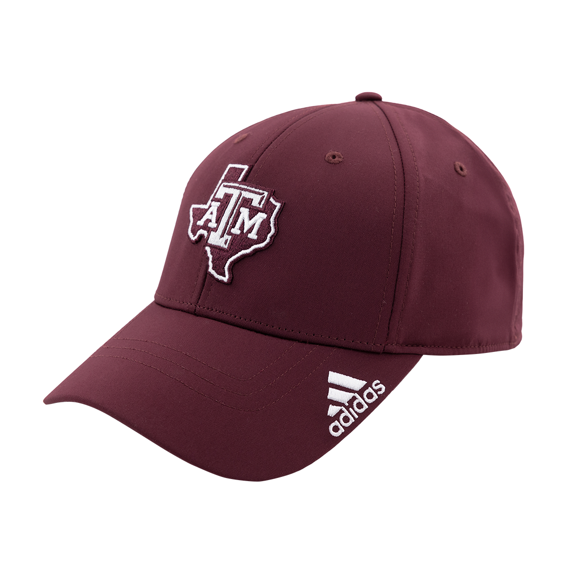 Maroon hat with Lonestar ATM logo on the front with white, beveled ATM logo on the back.