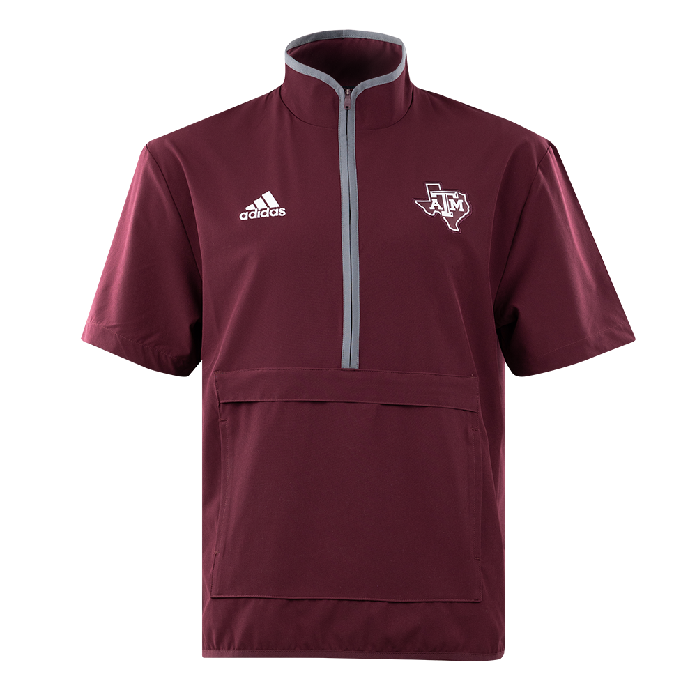 Maroon Coaches zip-up shirt with Lonestar A&M logo and hoodie pocket