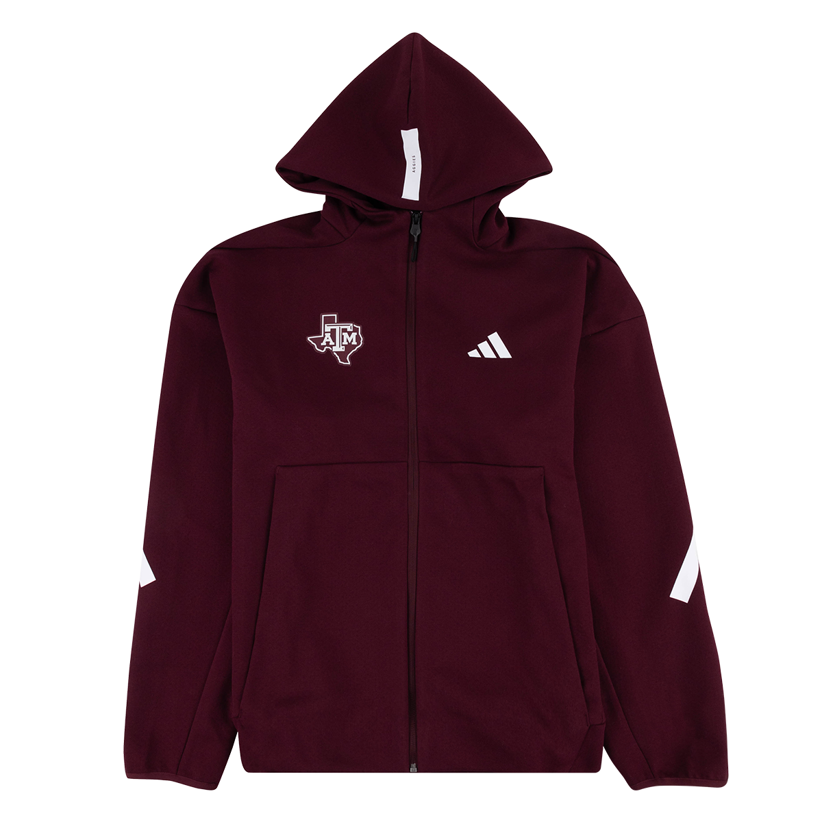 Maroon Full Zip Hoodie with Lone Star ATM Logo and Front Pockets
