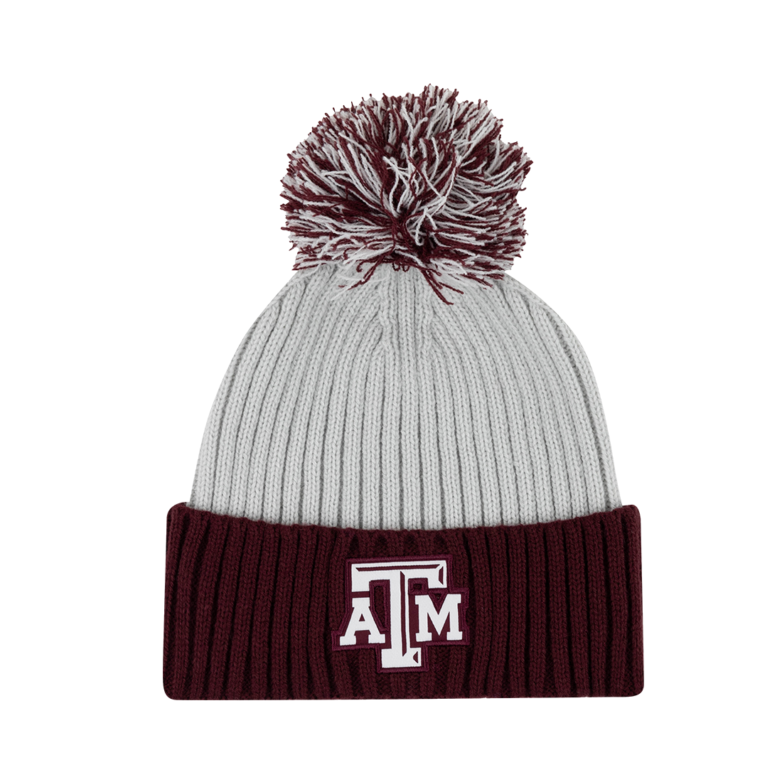 Maroon and Gray beanie with white ATM logo