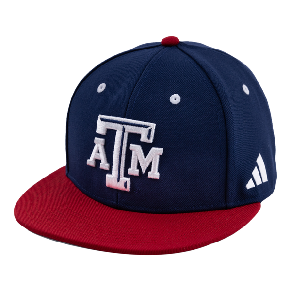 Adidas Texas A&M Fitted Navy Blue Cap with Red Flat Bill