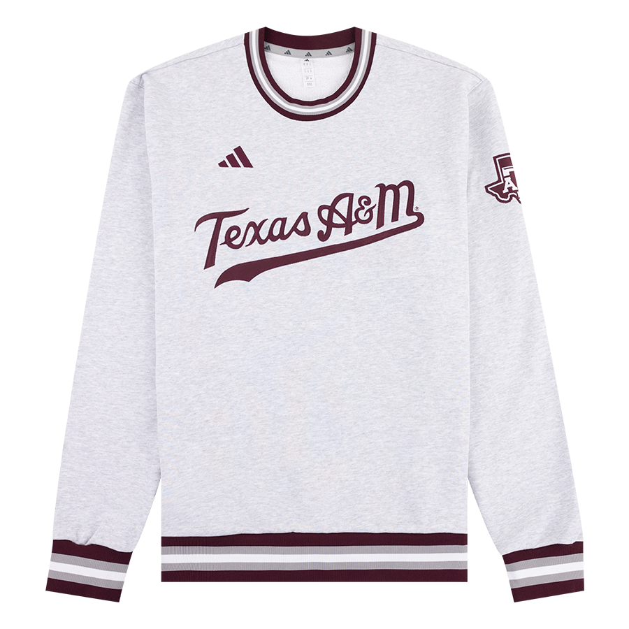 Texas A&M Adidas Gray Ribbed Crew
