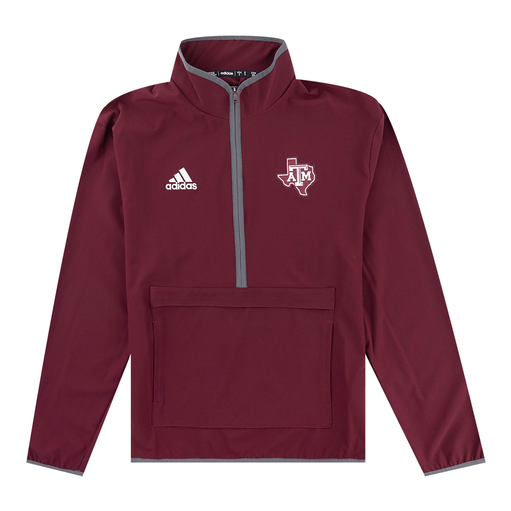 Maroon quarter zip with maroon Lonestar ATM logo on left side of the chest.