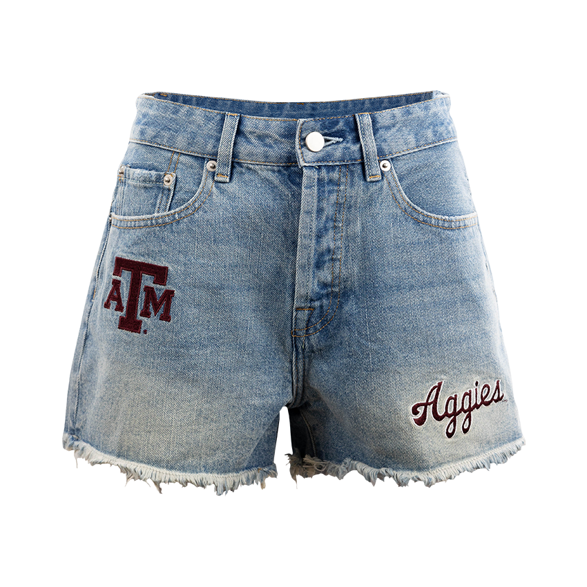 Denim shorts with Texas A&M Patches
