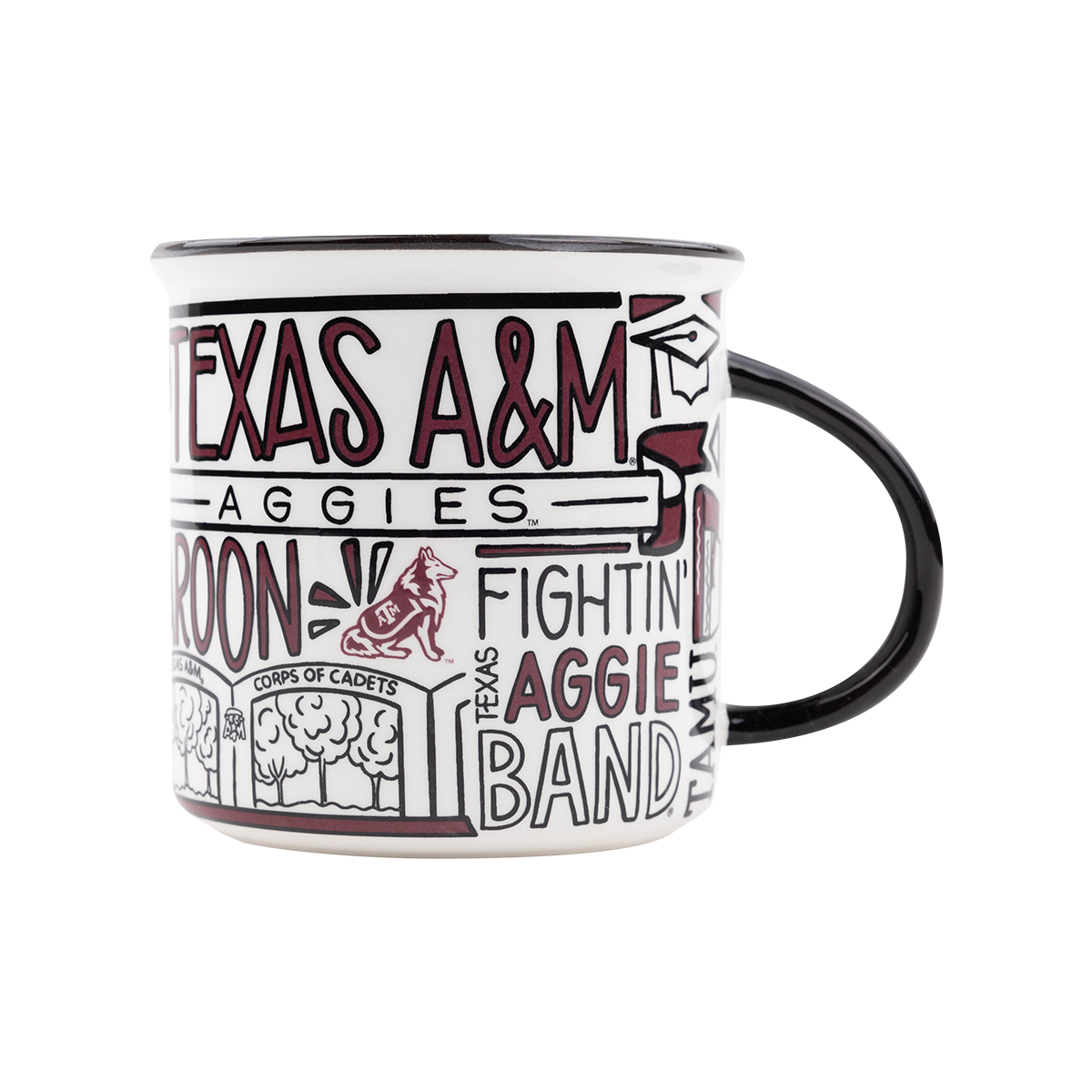 Mug with Texas A&M Aggies branding and graphics.