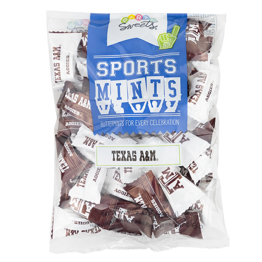 Clear bag that holds 55 individually wrapped mints