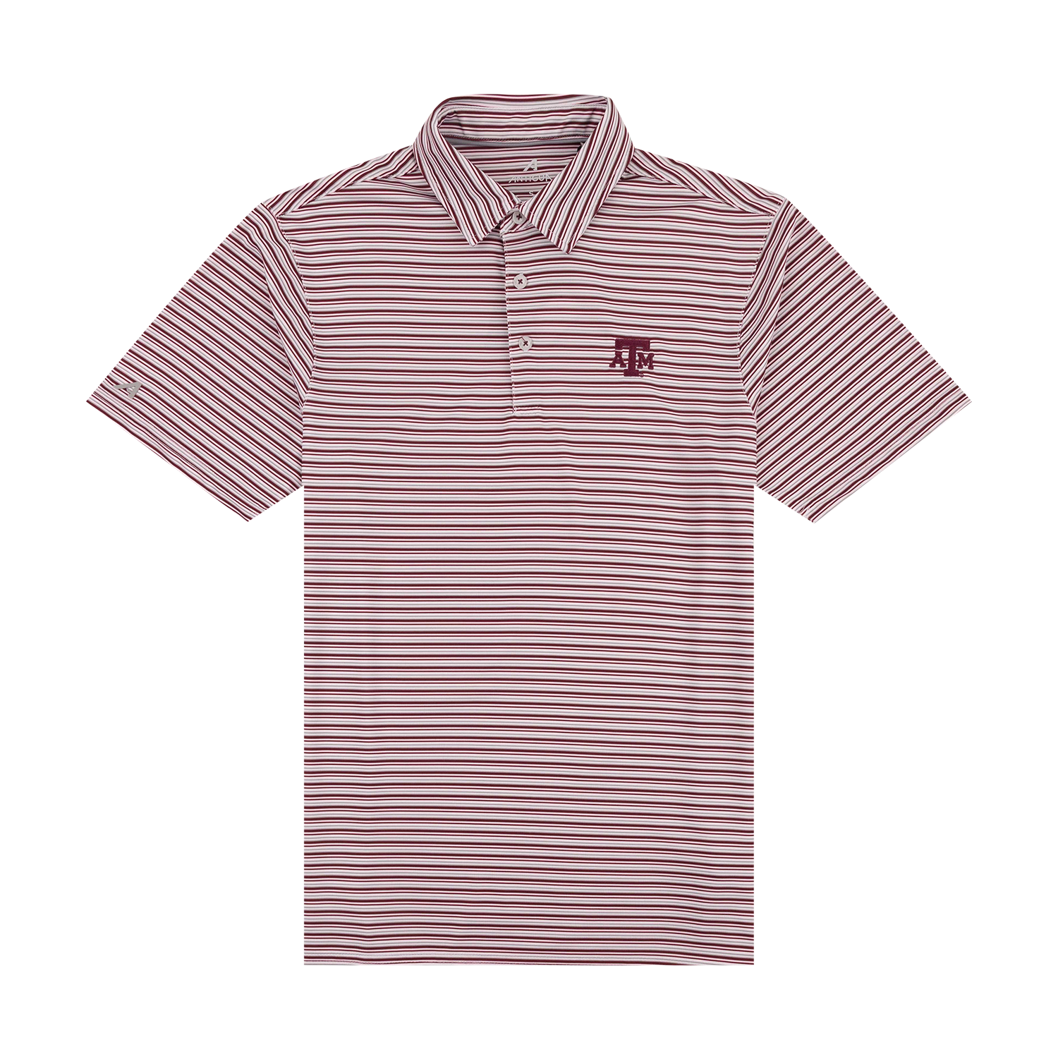 Maroon, White, and Gray polo with maroon ATM logo