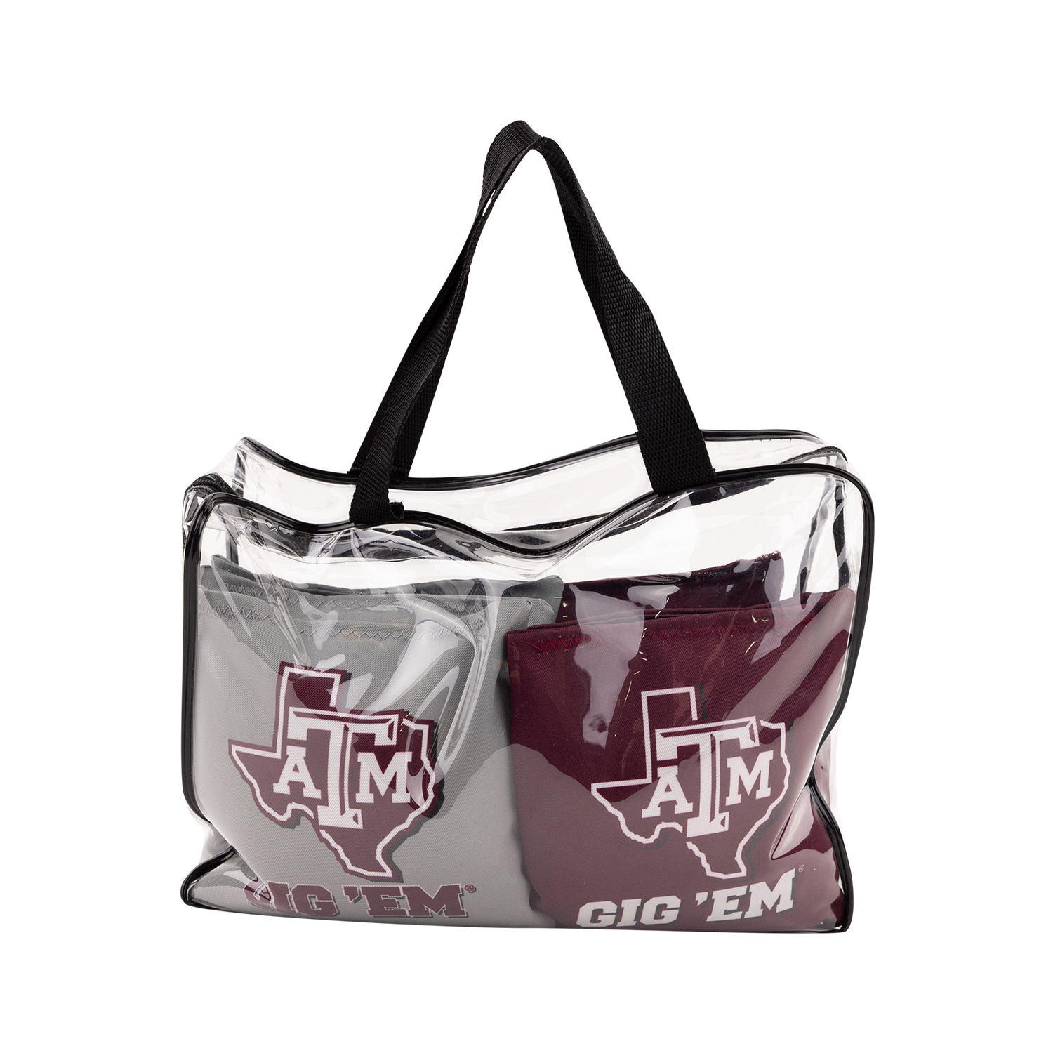 Texas A&M Aggie BAGGO Cornhole Bean Bags 8-Pack in clear carry tote